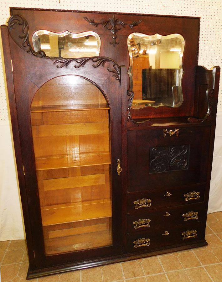 Antique Oak Secretary Bookcase W/ Drop Front (1 of 9)