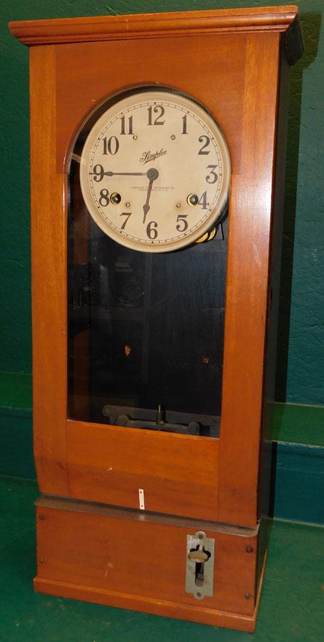 Antique Simplex Bleached Mahogany Time Clock (1 of 6)