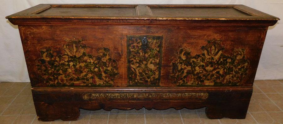 18th C Oversized Paint Decorated Pine Chest (1 of 13)