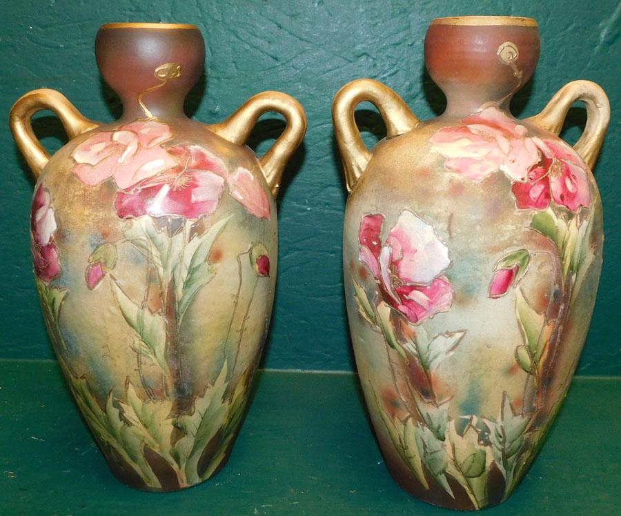 Pair Porcelain Paint Decorated Vases (1 of 5)