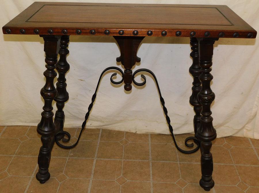 Walnut & Wrought Iron Stretcher Base Table (1 of 5)