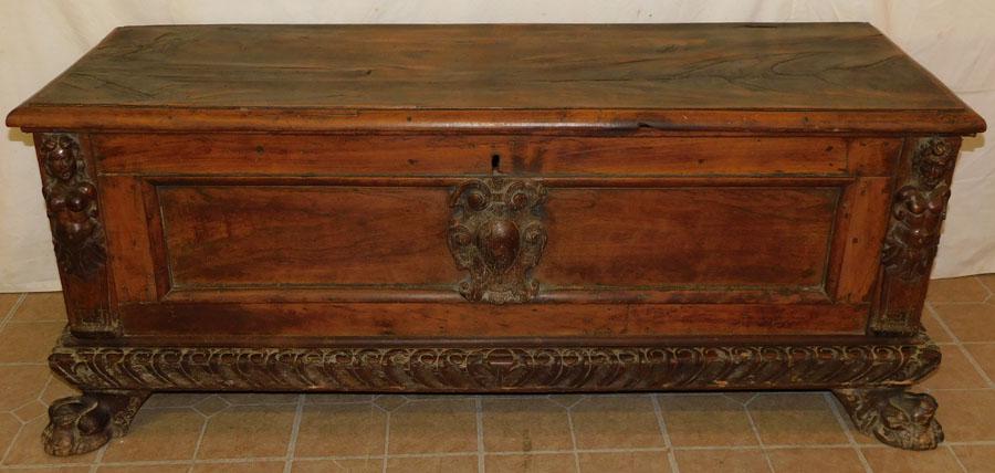 18th C Walnut Carved Blanket Chest (1 of 9)