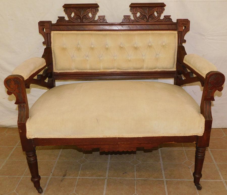 Victorian Walnut Carved Settee (1 of 5)