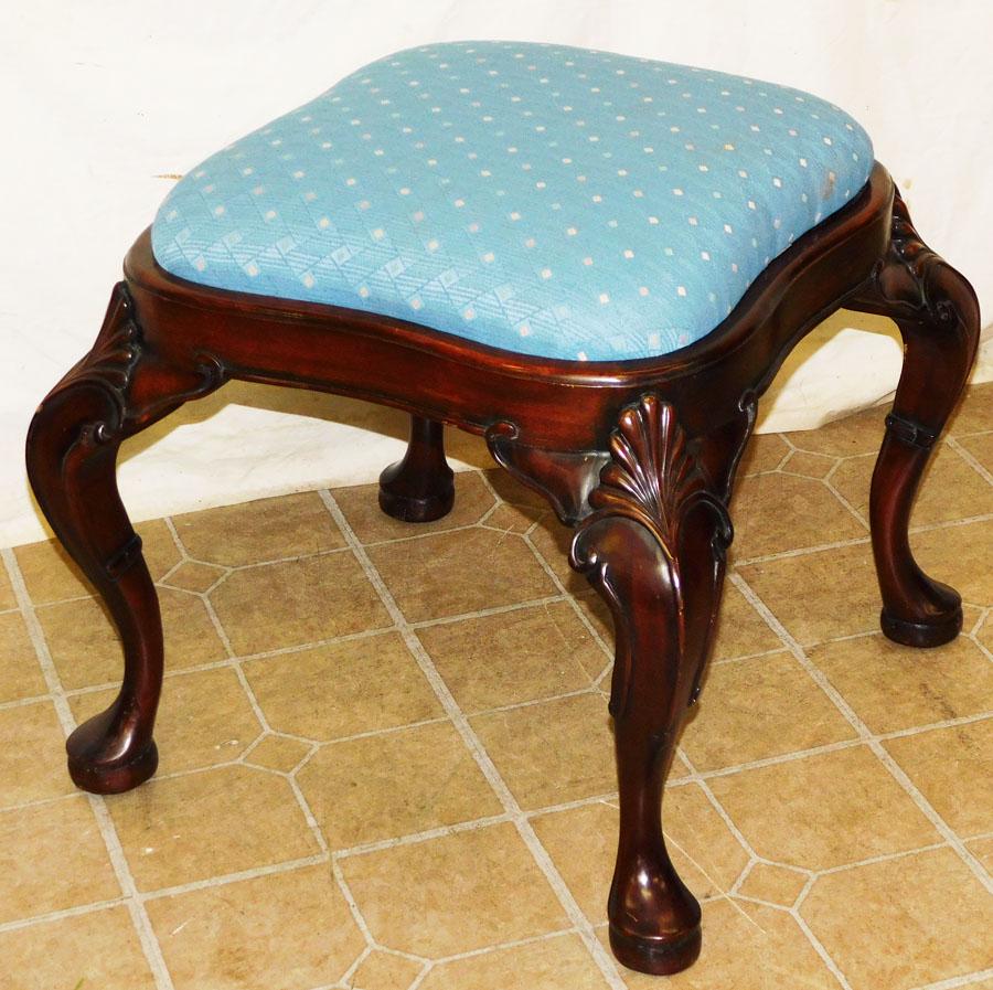 Mahogany Shell Carved Queen Anne Contemporary Ottoman (1 of 4)