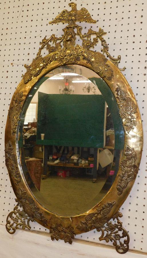 Antique Beveled Mirror In Ornate Brass Frame (1 of 5)