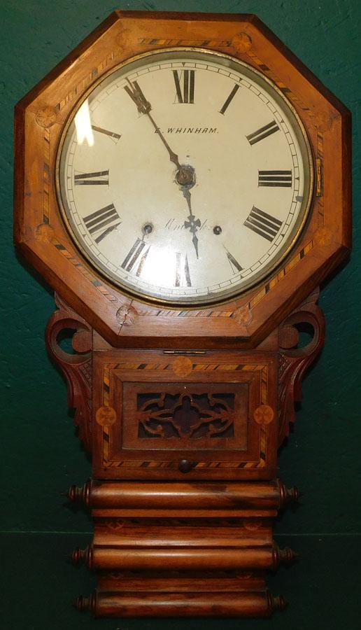Antique Walnut Inlay Wall Clock - E. Whinham (1 of 6)