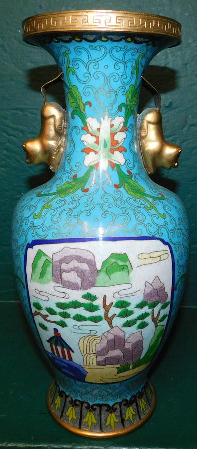 Cloisonné Oriental Vase W/ Character Marks (1 of 4)