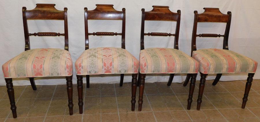 19th C Set 4 Mahogany Sheraton Dining Chairs (1 of 5)