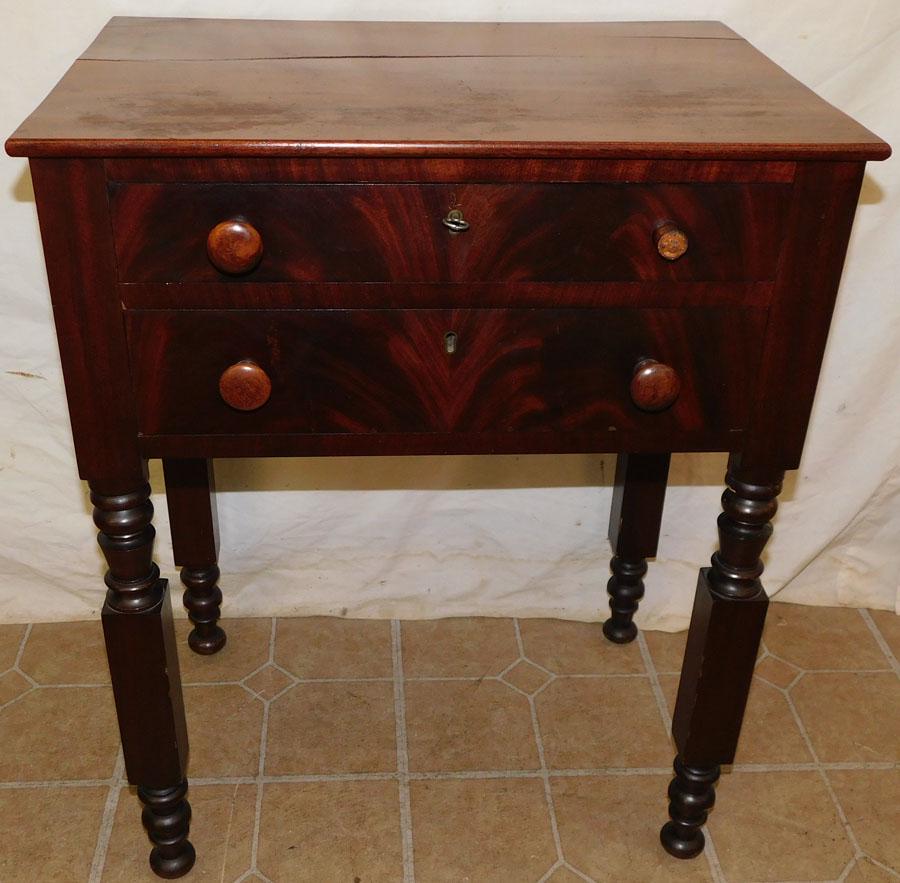 19th C NY Mahogany Two Drawer Work Table (1 of 5)