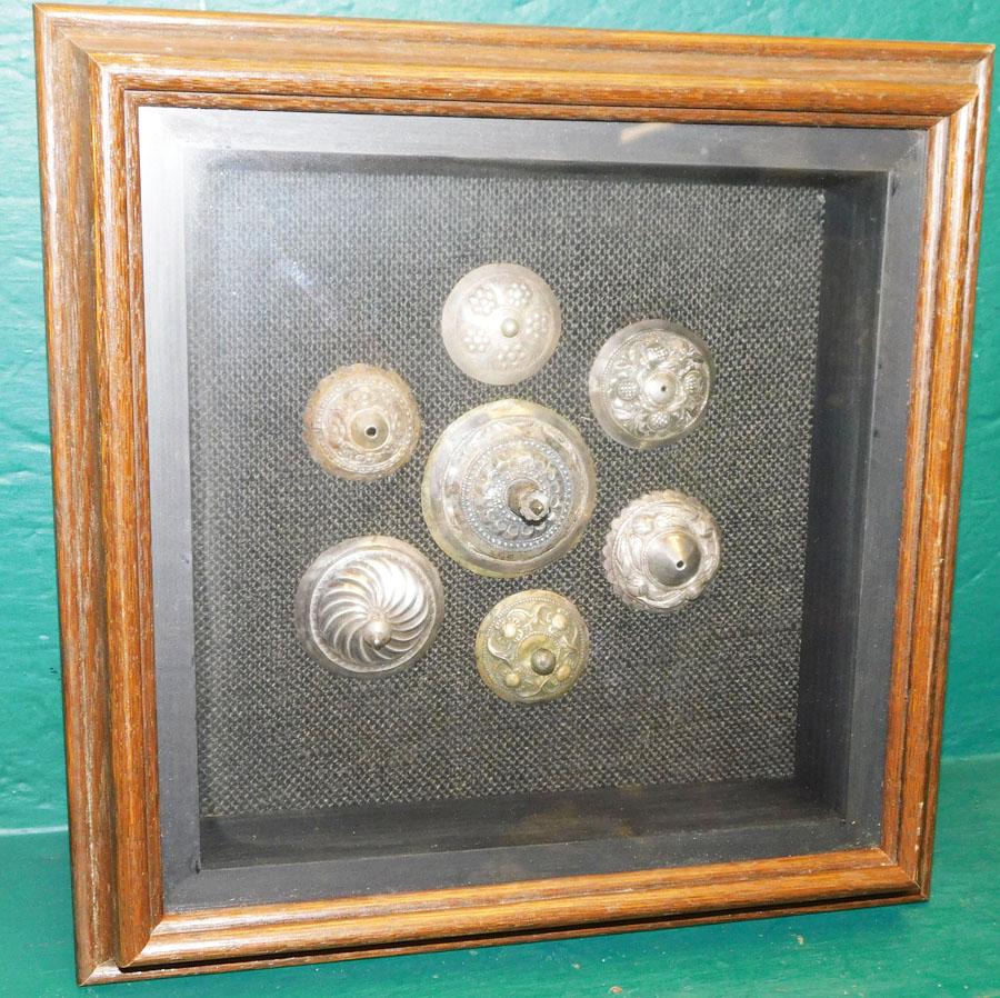 Indian Silver Tops In Oak Shadow Box Frame: Indian Silver Tops In Oak Shadow Box Frame . 13 1/4" X 13 1/4"