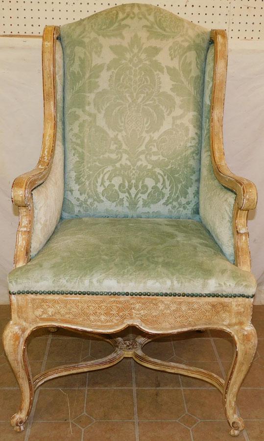 French Painted Louis XV Stretcher Base Arm Chair (1 of 6)