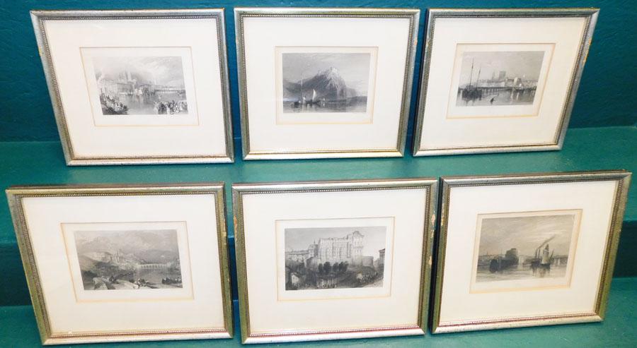 Six Black & White Framed Engravings (1 of 12)