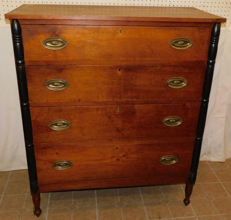 19th C Southern Walnut Sheraton 4 Drawer Chest (1 of 10)