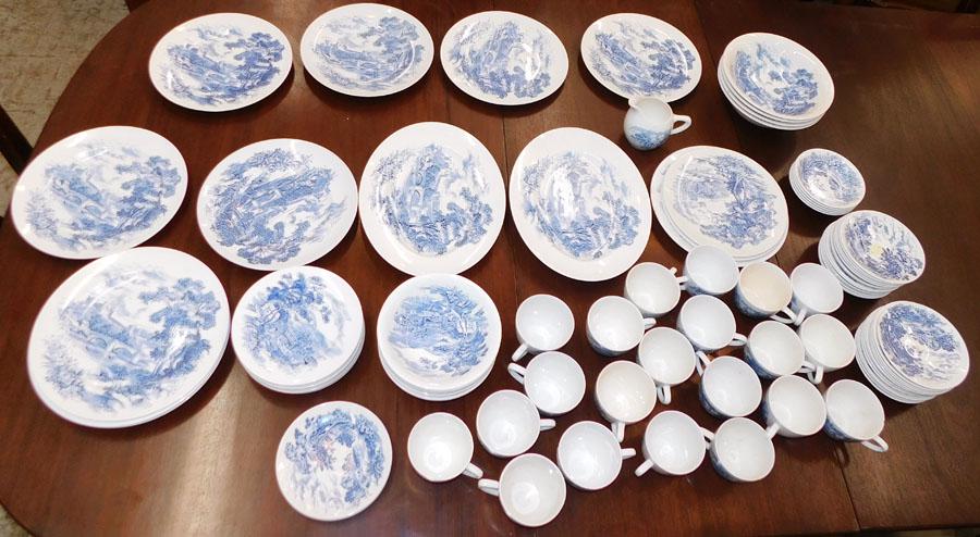 92 Pc English Enoch Wedgwood Blue & White China (1 of 6)