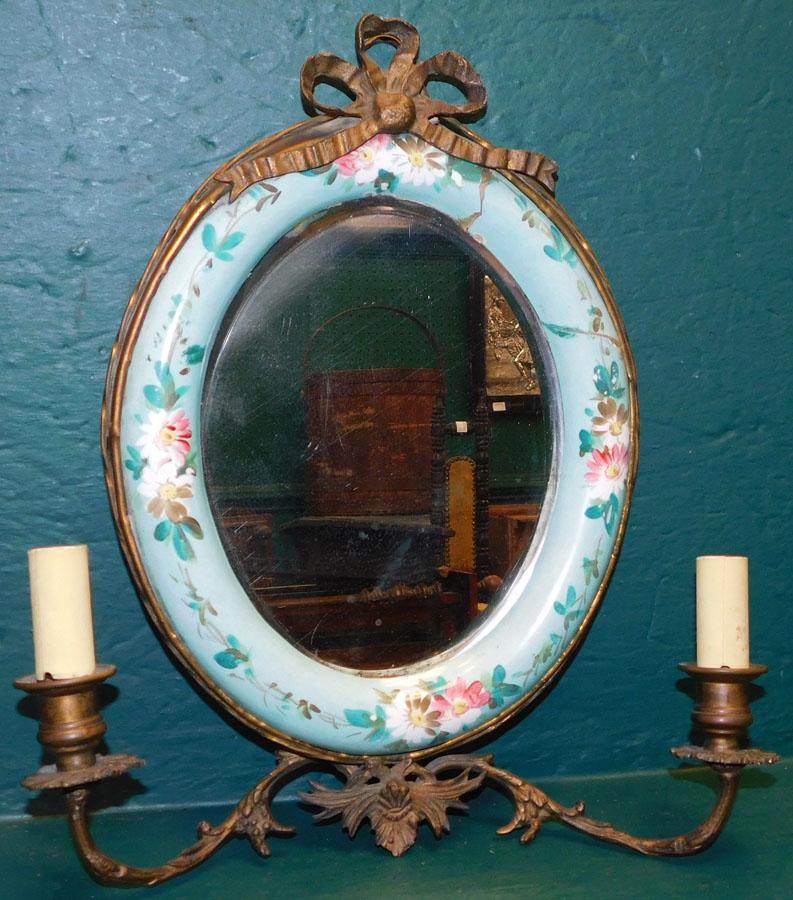 Bronze & Restored Porcelain Mirror Sconce (1 of 5)