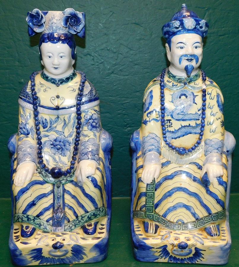Pair Blue & White Oriental Figurines (1 of 6)