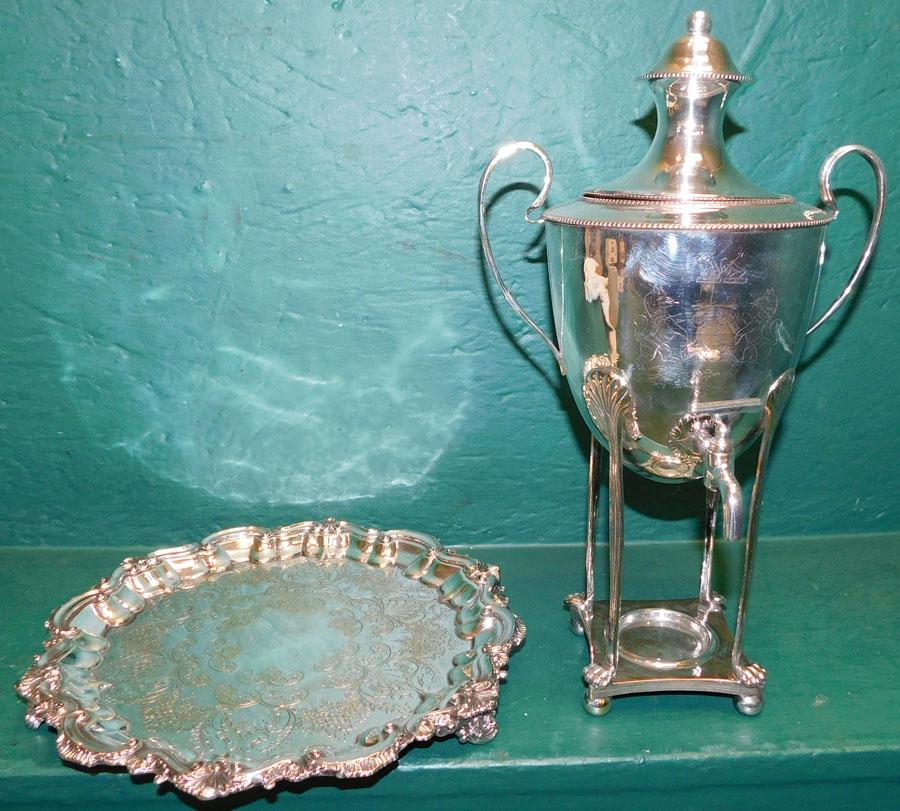 Sheffield Armorial Tea Urn & Tray (1 of 6)