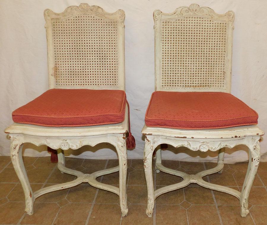 Pair Painted Regency Cane Back Side Chairs (1 of 6)