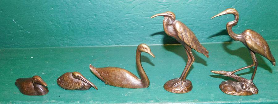 5 Pc Bronze Waterfowl Figures By Nelles (1 of 2)