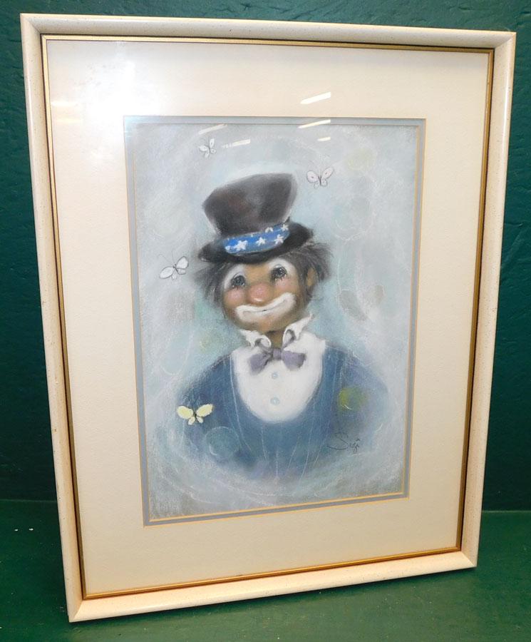 Framed Pastel Painting Of Clown - Signed (1 of 3)