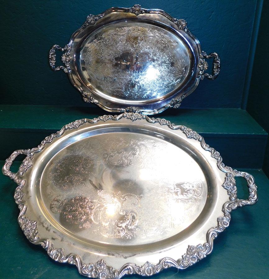 Two Silver Plated Serving Trays (1 of 7)