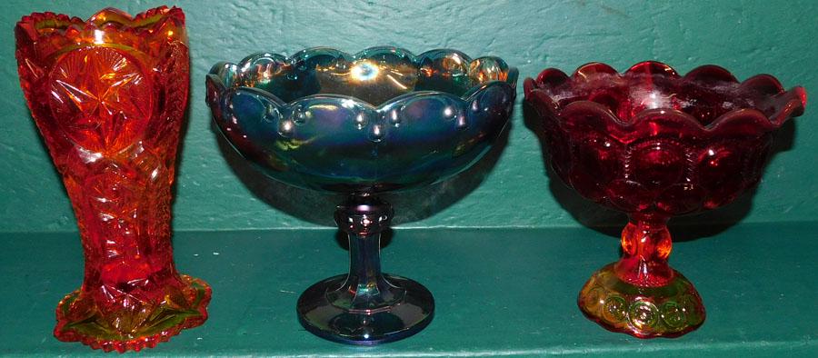 Ruby Red Compote, Carnival Compote, Vase (1 of 5)