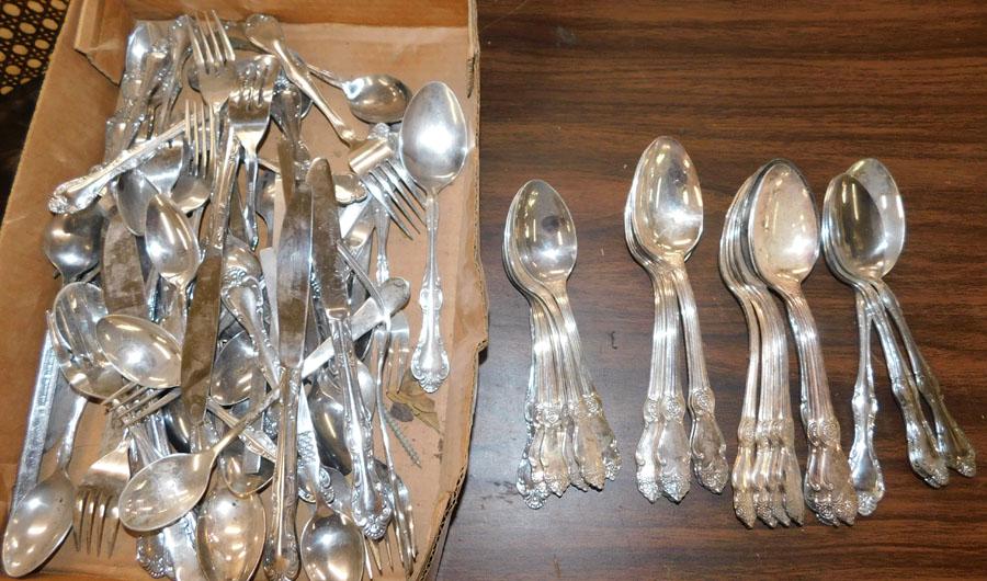 Lot Of Silver Plate & Stainless Steel Flatware (1 of 2)