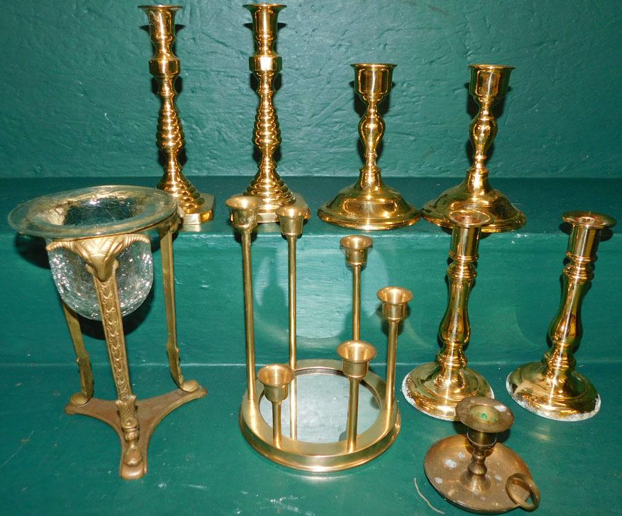 Lot Of Brass Candlesticks (1 of 3)