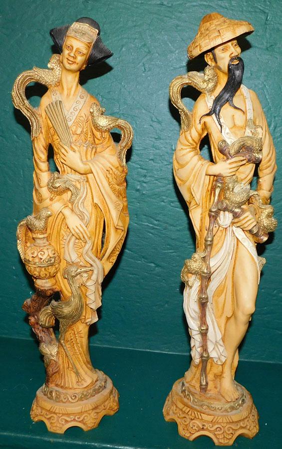 Pair Oriental  Resin Figurines (1 of 2)