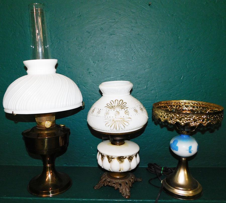 Lot 3 Electrified Oil Lamps - 1 Aladdin (1 of 2)