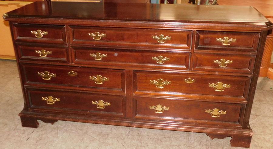 Cherry 10 Drawer Dresser By Bassett (1 of 7)