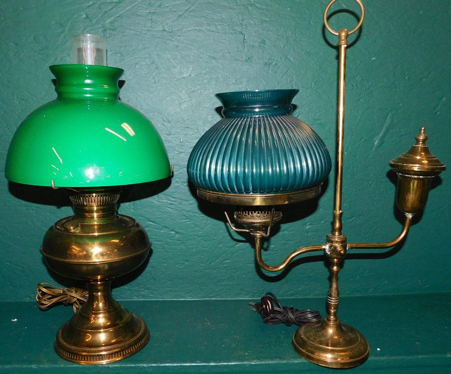 Brass Oil Lamp & Brass Student Lamp (1 of 5)