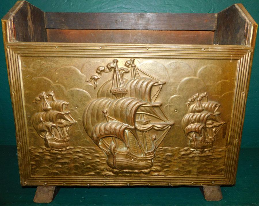 Brass Bound Embossed Magazine Stand (1 of 3)