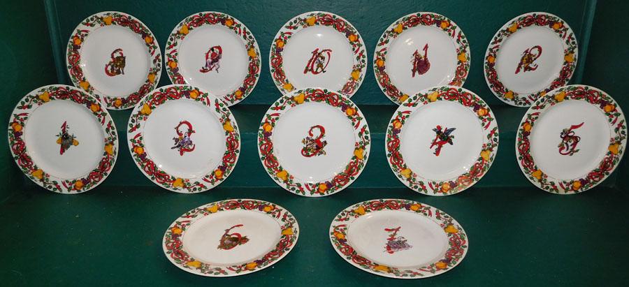 (12) 12 Days Of Christmas Plates By Gibson: (12) 12 Days Of Christmas Plates By Gibson. 10 3/4" Dia