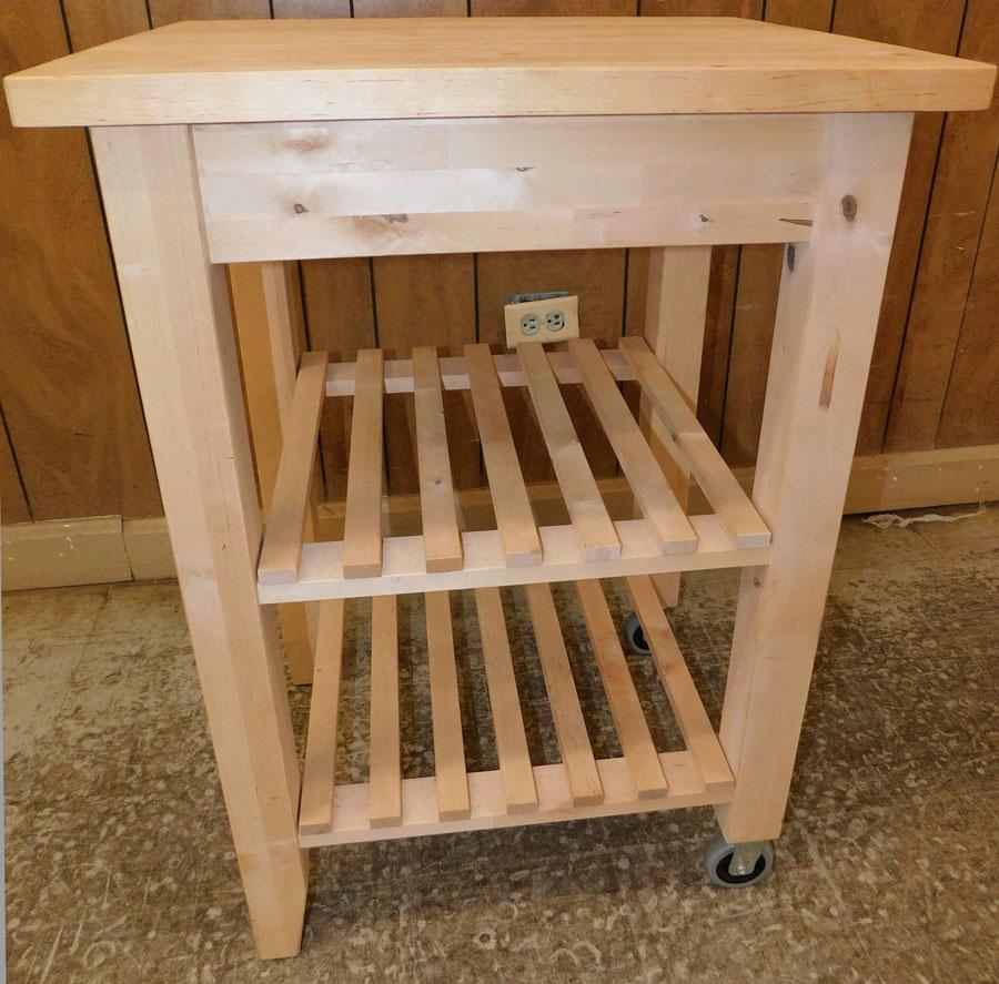 Maple Chopping Block Top Rolling Table (1 of 3)