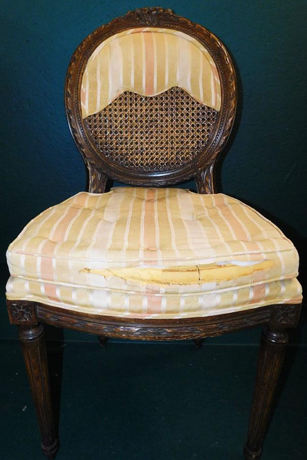 Walnut Carved Cane Back French Side Chair (1 of 4)
