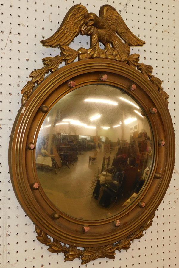 Antique Bullseye Mirror W/ Eagle Crest (1 of 4)