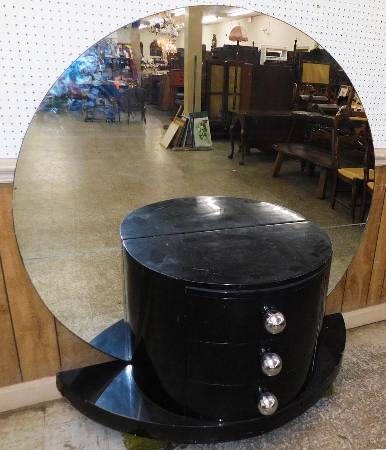 MCM Black Lacquered 3 Drawer Dresser W/ Mirror (1 of 4)