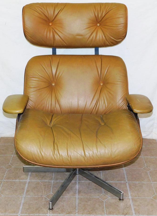 MCM Eames Style Brown Leather Chair (1 of 6)