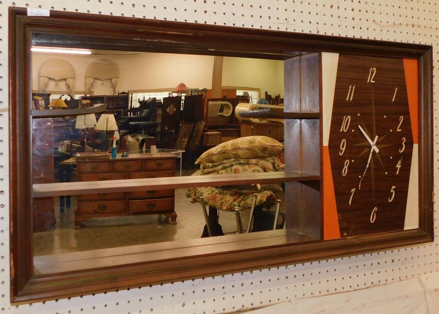 MCM Hanging Walnut Wall Clock Shelf (1 of 5)