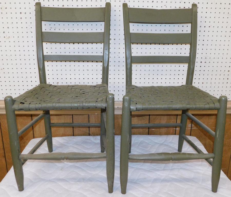 Pair Antique Painted Split Oak Bottom Chairs (1 of 4)
