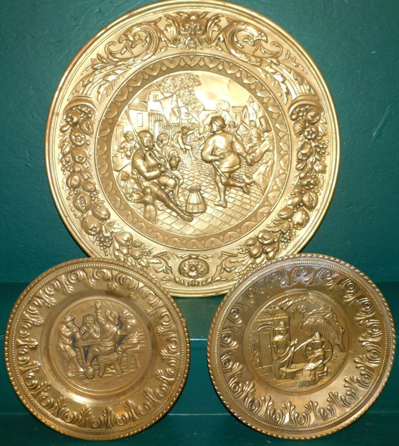Three Embossed Brass Wall Hangings (1 of 4)