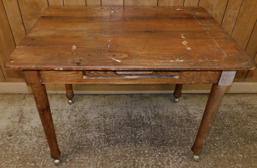 Antique Oak One Drawer Table (1 of 4)