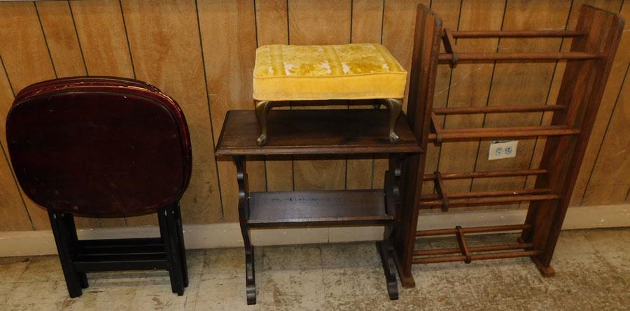 Four Tv Tables-- Cd Rack -- Stool -- Magazine Stand (1 of 5)