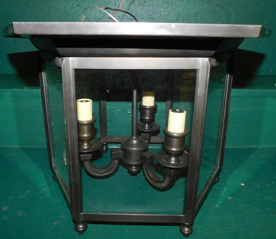 Three Light Metal W/ Bronze Finish Entry Fixture (1 of 2)