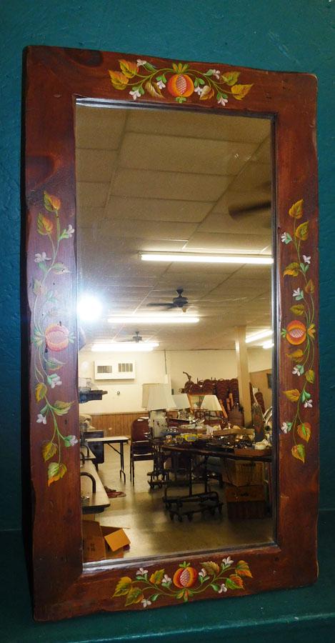 Paint Decorated Pine Framed Mirror (1 of 2)