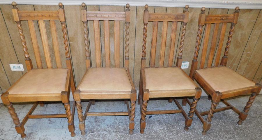Set 4 Barley Twist Walnut Dining Chairs (1 of 5)