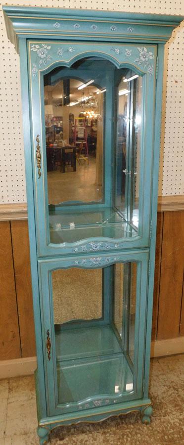 Paint Decorated Curio Cabinet (Left Side Glass Missing) (1 of 5)