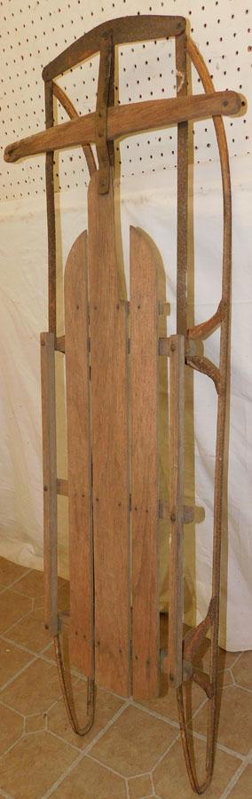 Antique Flexible Flyer Oak & Wrought Iron Snow Sled (1 of 3)