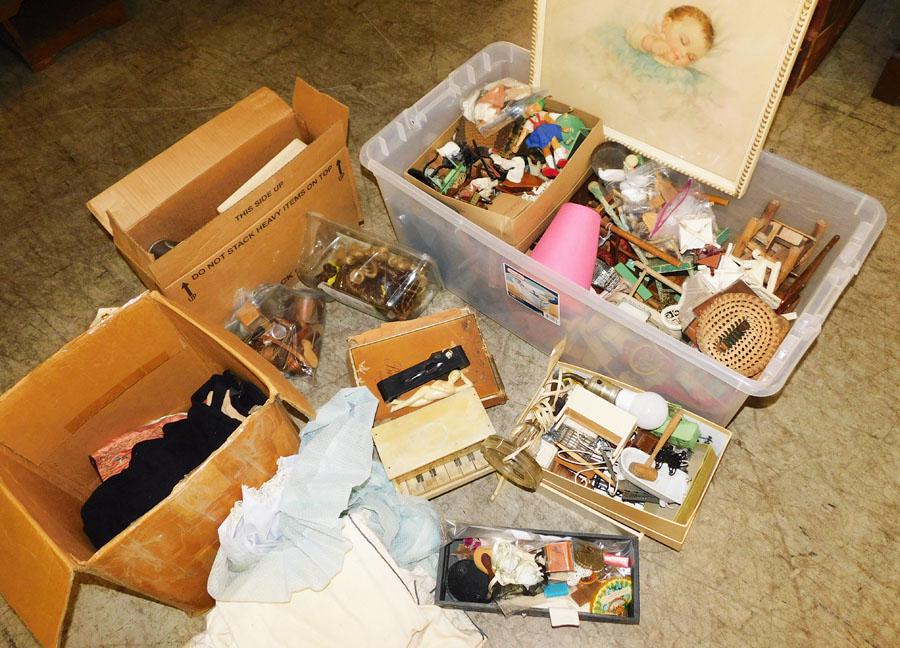 Lot Of Antique Doll Parts, Toys, Clothing, Furniture (1 of 4)